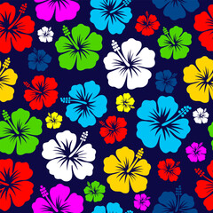 Fototapeta premium colorful hibiscus flower seamless pattern