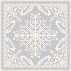 Hijab scarf flower abstract pattern.Ethnic geometric ornament with frame motif border hijab pattern.Design for fabric,print,scarves,shawl,kerchief,bandana,clothing,pareo,pillows,tablecloth,decoration.