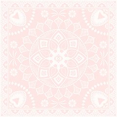 Hijab scarf flower abstract pattern.Ethnic geometric ornament with frame motif border hijab pattern.Design for fabric,print,scarves,shawl,kerchief,bandana,clothing,pareo,pillows,tablecloth,decoration.