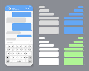 Screen smartphone with sms-chat. Message bubbles. Vector template for your design.