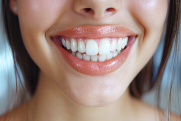 Obraz premium female smiling mouth with healthy smile with whitening teeth close-up