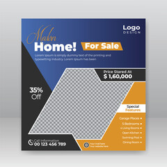 modern real estate house social media post or square banner template