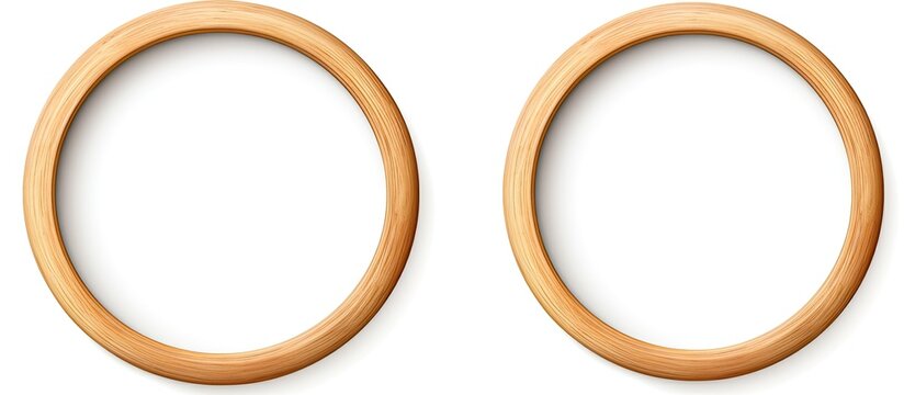 A pair of antique oval-shaped wooden frames placed side by side on a clean white background