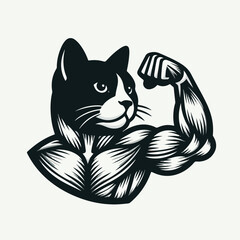 Cat Mussle Illustration of a cheerful and muscular 