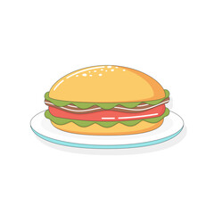 Burger, vector illustration in flat style