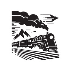 Train Silhouette Vector: Classic and Timeless Railway Icon- Train vector stock.