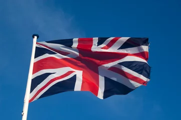 Fototapeten General stock - Union Jack flag fluttering in the wind. © Richard