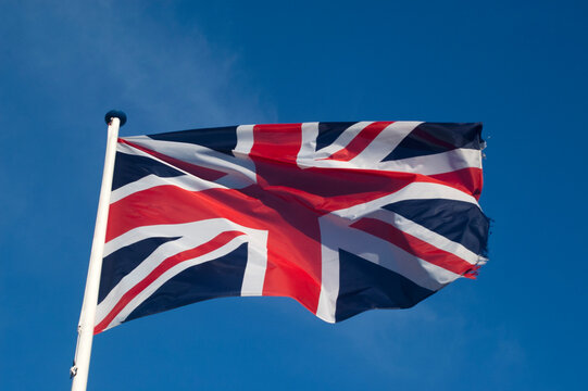 General stock - Union Jack flag fluttering in the wind.