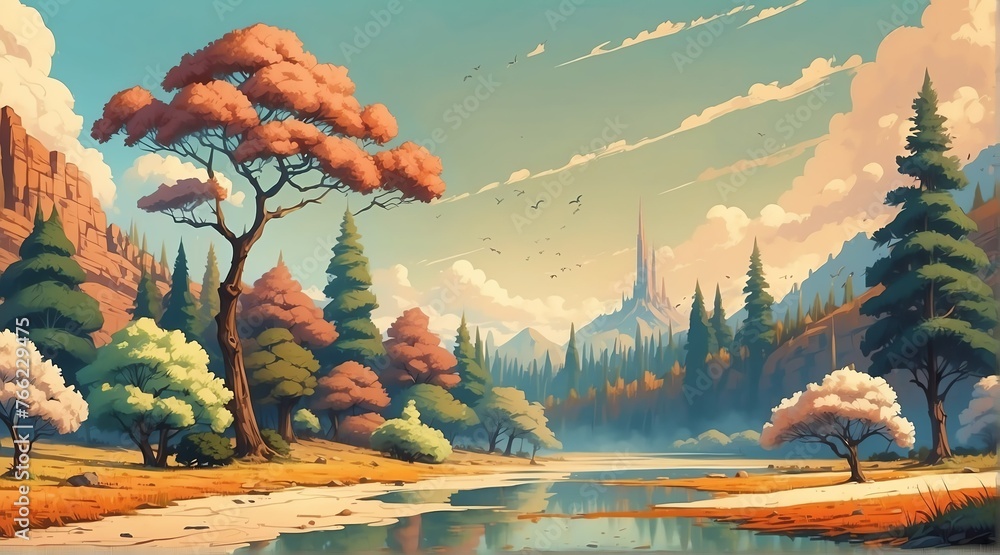 Aufkleber animated abstract nature 8 from generative ai