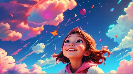 Obraz na płótnie Canvas animated girl smiling 8 from Generative AI