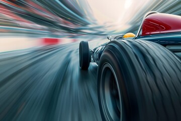 Intense racecar speed close-up - obrazy, fototapety, plakaty