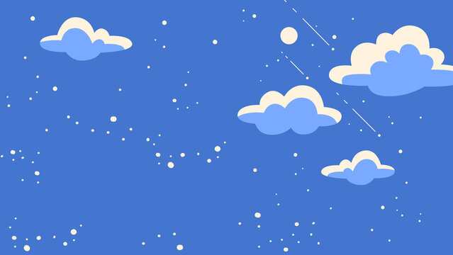 Blue and white 3d cloud and white dotted Sky background design 