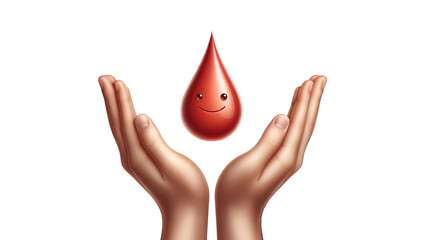 Realistic smiling drop of blood for world hemophilia day - obrazy, fototapety, plakaty