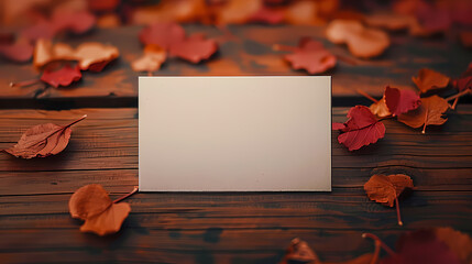 Blank card on table for message, cardboard background