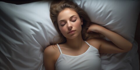 calmly sleeping woman in his bed Generative AI