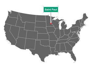 Saint Paul Ortsschild und Karte der USA