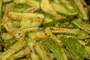 close-up baked zucchini baked in the oven 2