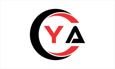 YA initial letter circle icon gaming logo design vector template. batman logo, sports logo, monogram, polygon, war game, symbol, playing logo, abstract, fighting, typography, minimal, wings logo, sign