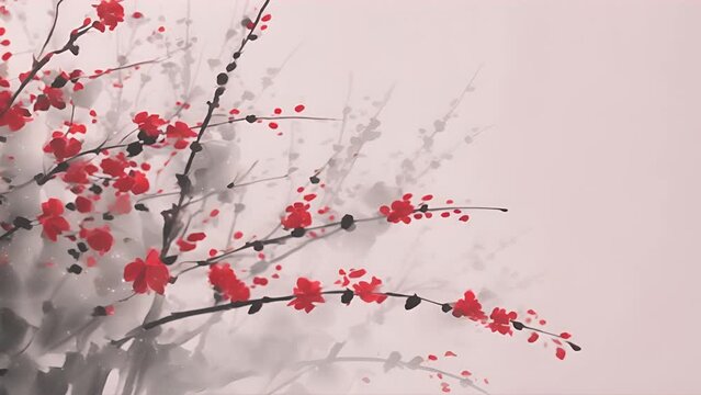 墨絵風の梅の木,Generative AI 