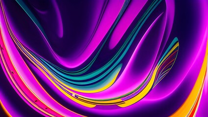 Vibrant abstract swirls with a neon color gradient, suitable for modern background or wallpaper...