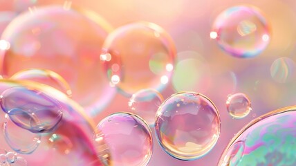 Pastel hues blending in soap bubbles and oil patterns