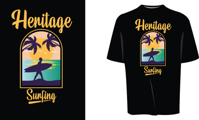 Heritage surfing t shirt design 