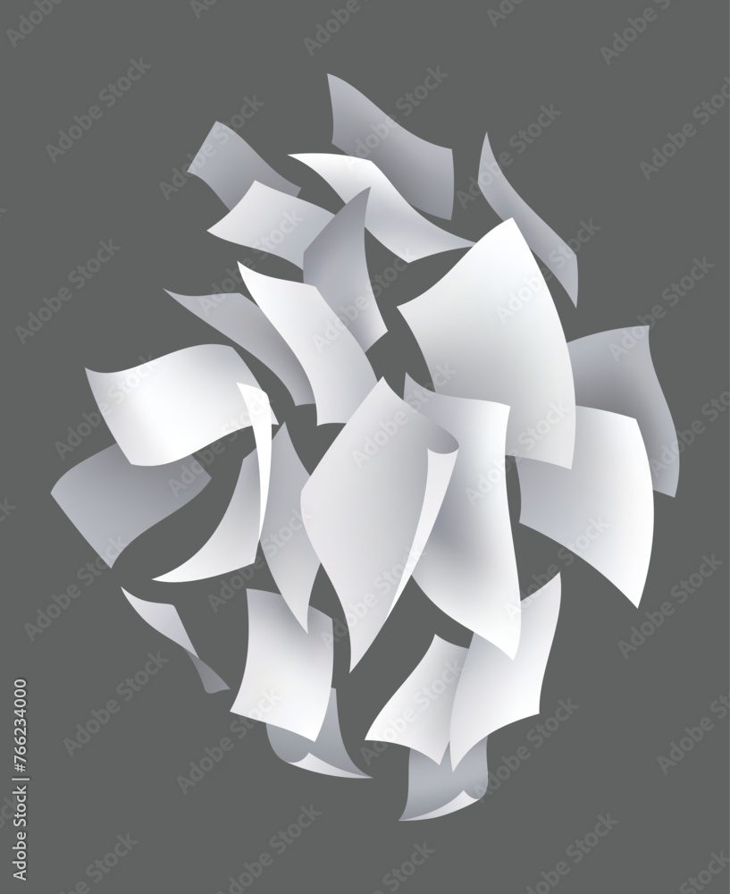 Poster realistic falling paper sheets. set of flying curved leaves of paper. vector loose soar of notes wit