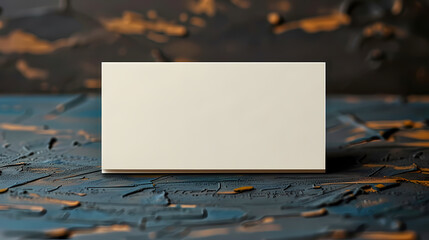 Blank card on table for message, cardboard background