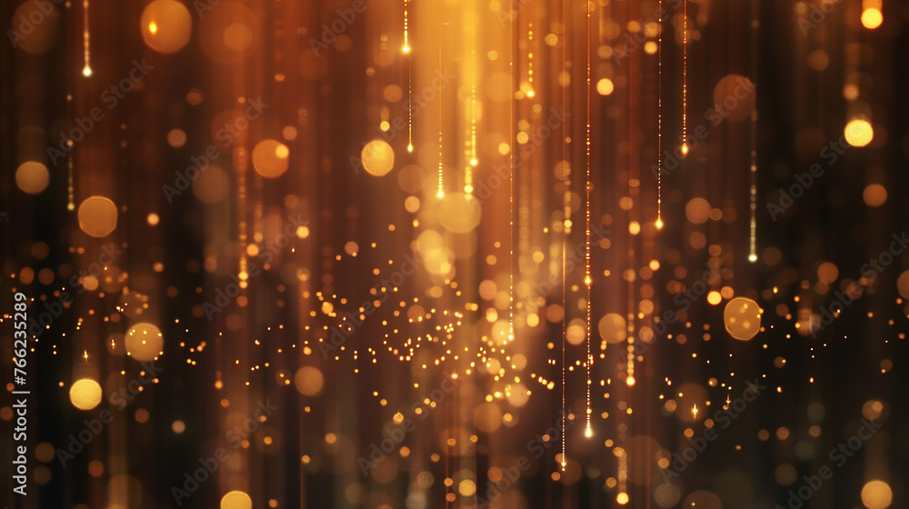 Poster abstract background with dark blue and gold particle. golden light shine particles bokeh. golden lig
