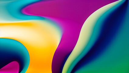 Vibrant abstract background with fluid shapes in purple, yellow, and blue hues, suitable for modern...