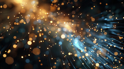 Naklejka premium Bright glowing lights Bokeh Light Background glitter vintage lights background. gold, silver, blue and black. de-focused. 