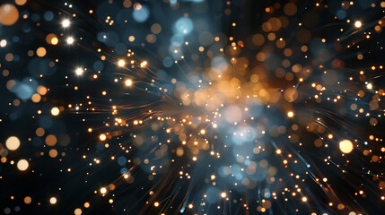 abstract background with Dark blue and gold particle. Golden light shine particles bokeh. golden...