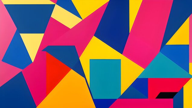 abstract composition of geometric shapes intersecting and overlapping in a harmonious dance of color and form,