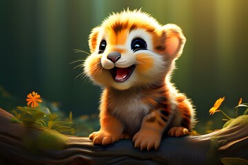 Obraz na płótnie Canvas Happy cute baby animal. Generative ai.