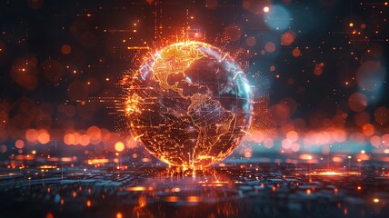Vibrant digital globe showcasing an advanced neural network structure