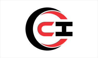 CI initial letter circle icon gaming logo design vector template. batman logo, sports logo, monogram, polygon, war game, symbol, playing logo, abstract, fighting, typography, minimal, wings logo, sign