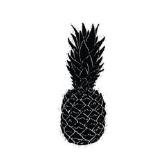 Grunge pineapple with distressed effect Illustration. Silhouette vector. Isolated on white background.