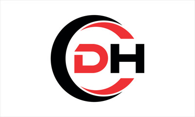DH initial letter circle icon gaming logo design vector template. batman logo, sports logo, monogram, polygon, war game, symbol, playing logo, abstract, fighting, typography, minimal, wings logo, sign