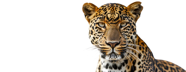 face leopard cheetah sitting front view isolated transparent background.