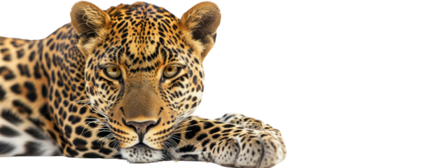 face leopard cheetah sitting front view isolated transparent background.