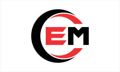 EM initial letter circle icon gaming logo design vector template. batman logo, sports logo, monogram, polygon, war game, symbol, playing logo, abstract, fighting, typography, minimal, wings logo, sign