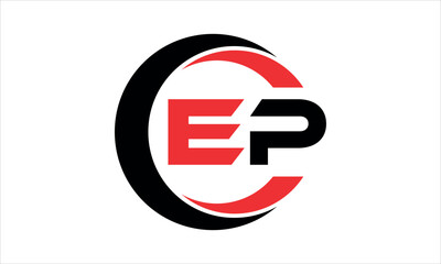 EP initial letter circle icon gaming logo design vector template. batman logo, sports logo, monogram, polygon, war game, symbol, playing logo, abstract, fighting, typography, minimal, wings logo, sign
