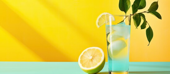 Refreshing glass filled with water alongside slices of zesty lemon fruits and a whole bright yellow lemon - Powered by Adobe