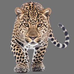 Obraz premium leopard cheetah walk front view isolated on white background.