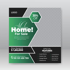 modern real estate house social media post or square banner template