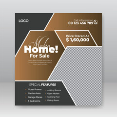modern real estate house social media post or square banner template