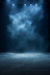 Dark azure background, minimalist stage design style