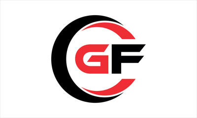 GF initial letter circle icon gaming logo design vector template. batman logo, sports logo, monogram, polygon, war game, symbol, playing logo, abstract, fighting, typography, minimal, wings logo, sign