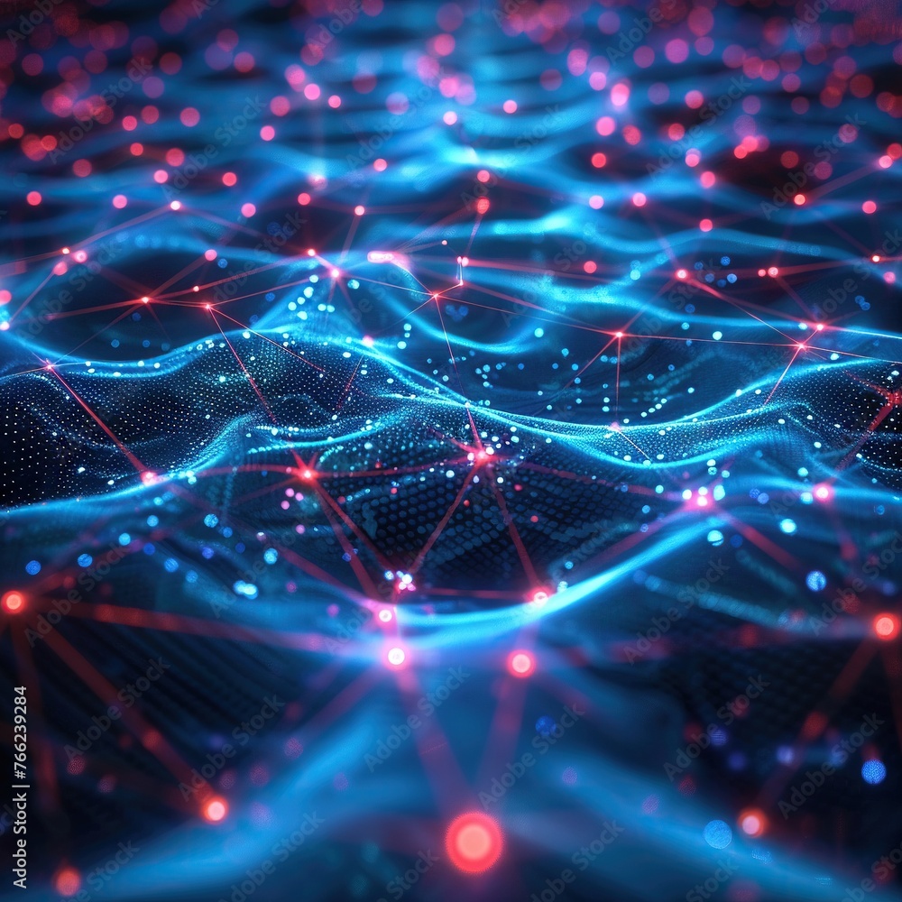 Poster Abstract concept of networked data points and connections in a digital space