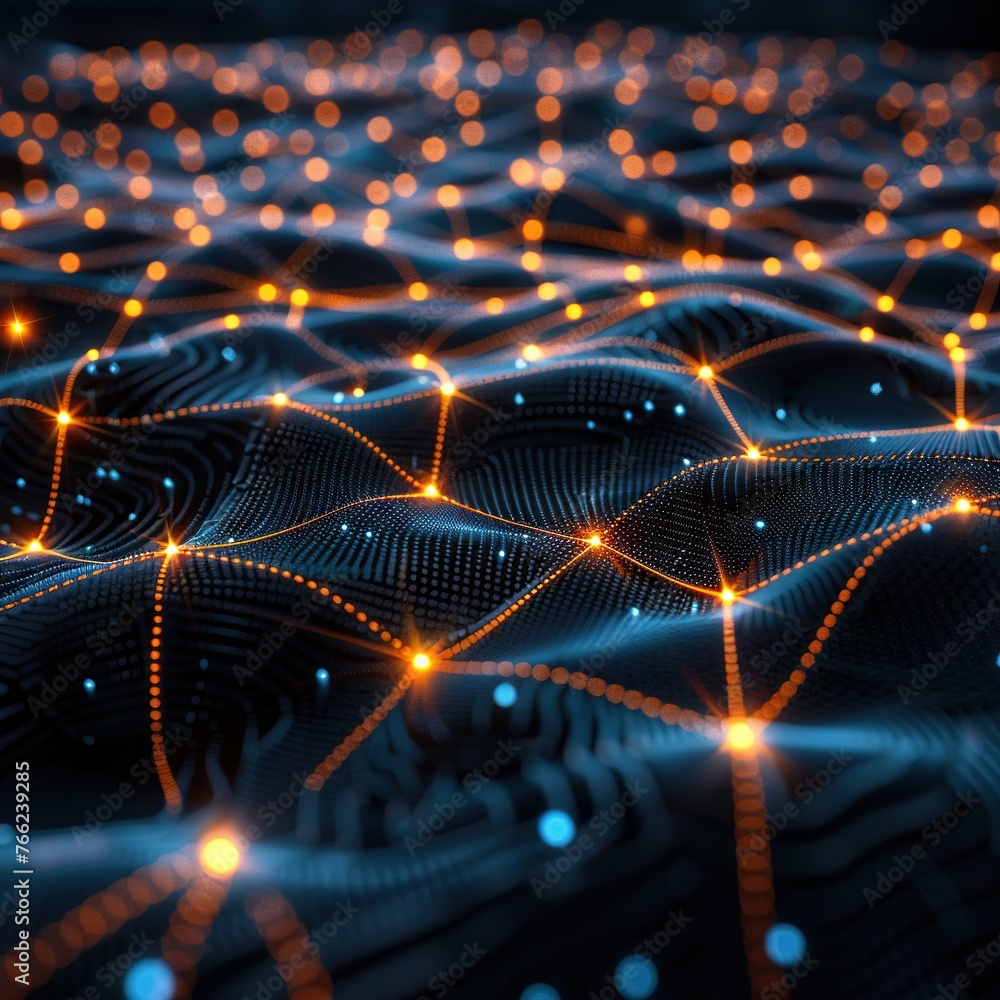 Poster Abstract concept of networked data points and connections in a digital space